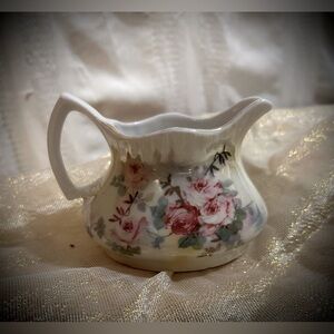Vintage Pink Rose Porcelain creamer Gold trim  (Germany 14) beautiful piece